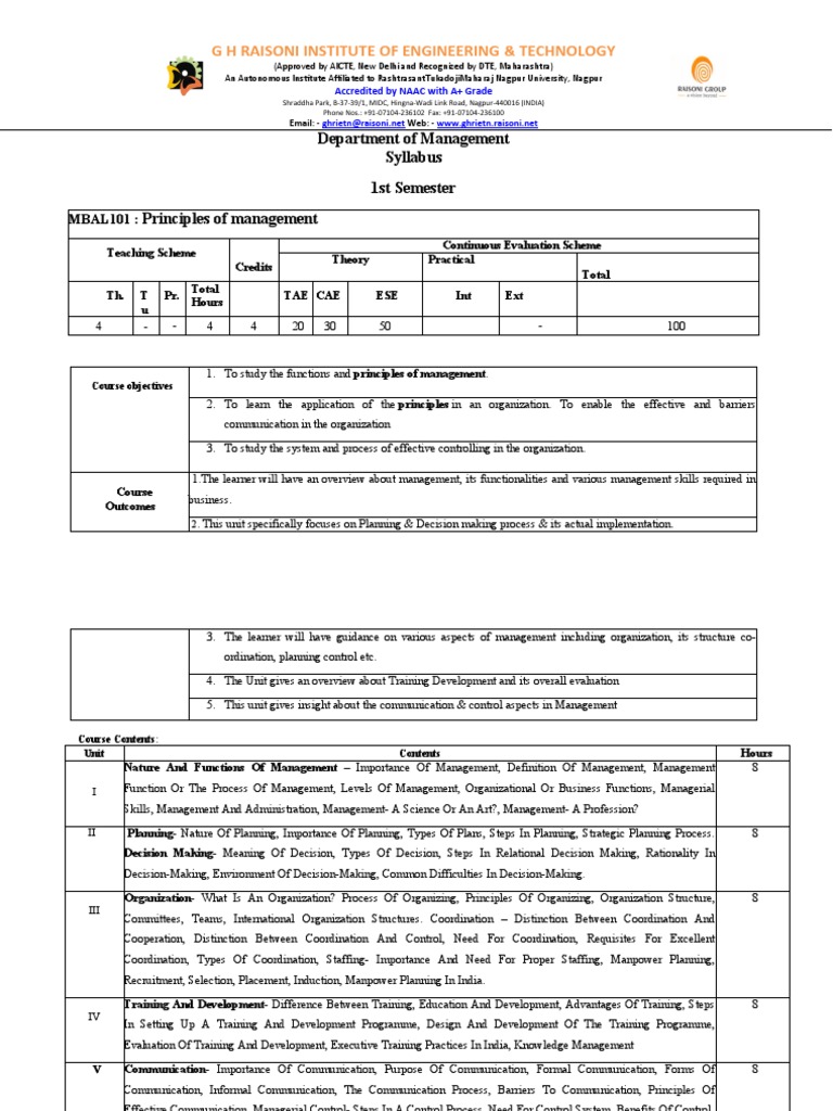 Format For Syllabus MBA I & II | PDF | Microsoft Excel | Sustainability
