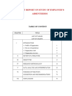 Project Report On Study of Employee'S Absenteeism