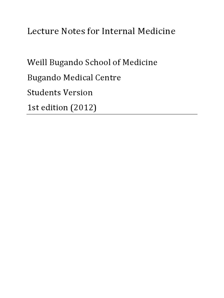 Internal Medicine Lecture Notes PDF | PDF | University Of