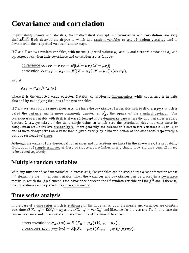 Covariance and Correlation: Multiple Random Variables | PDF ...