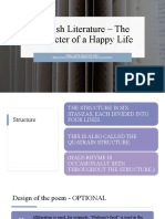 English Literature - The Life of A Happy Man - Summary, Analysis, Structure, and Design.