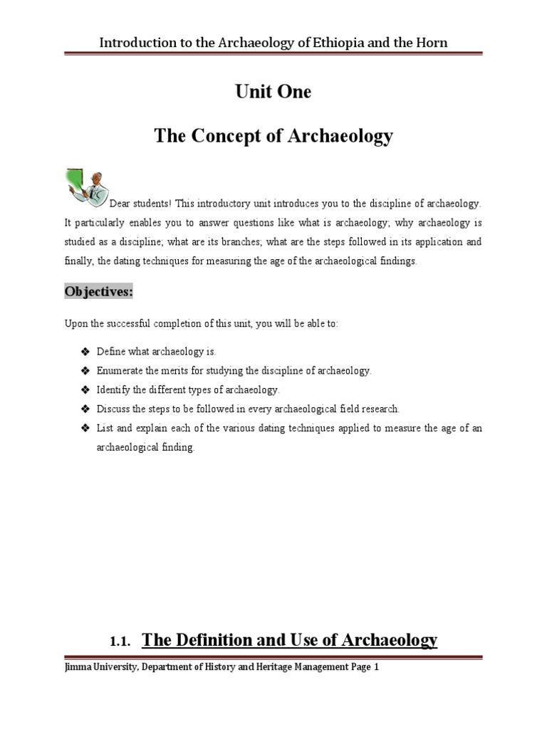 Unit One The Concept of Archaeology | PDF | Archaeology | Radiocarbon ...