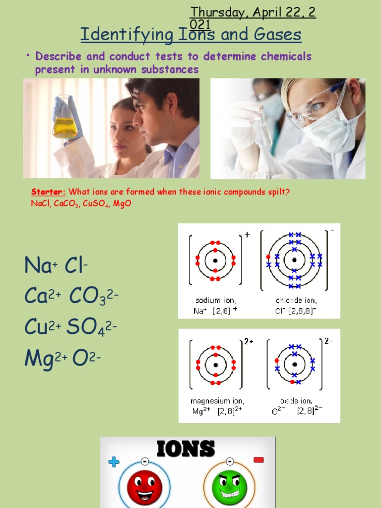 Identifying Ions and Gases. PDF Ion Chlorine