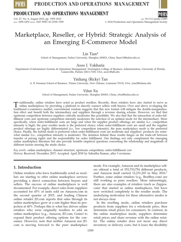 Marketplace, Reseller, or Hybrid - Strategic Analysis of An Emerging E ...