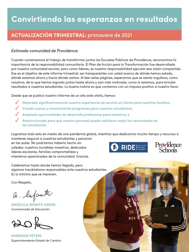 Providence Schools Turnaround Action Plan Benchmarks Spanish 1 PDF