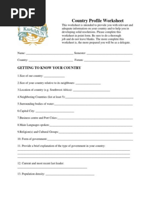 Country Profile Worksheet