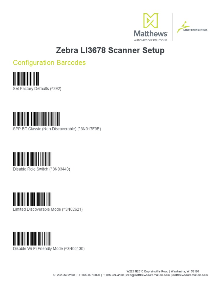 Zebra LI3678 Scanner Setup PDF Barcode Image Scanner