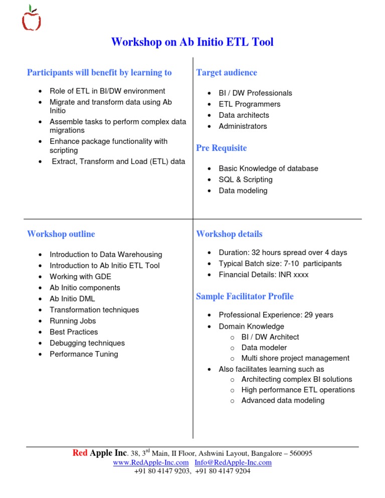 Ab Initio ETL Workshop for BI Professionals | PDF | Art | Computers