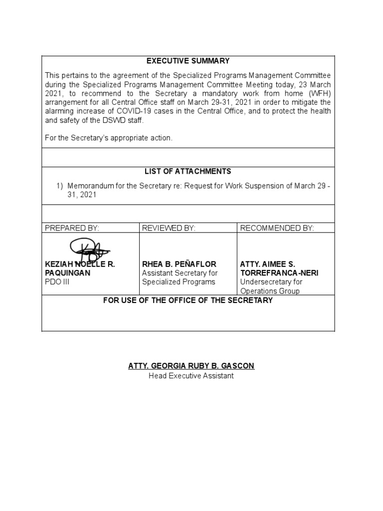 Executive Summary Request For Work Suspension v3 PDF