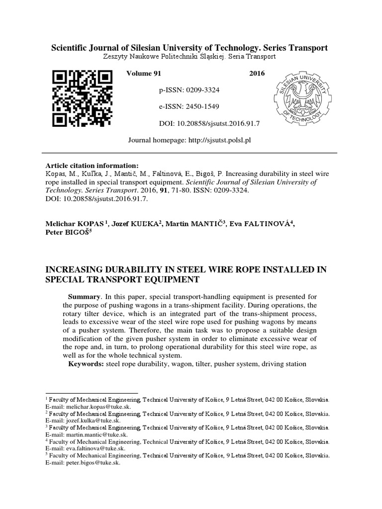 Enhancing Steel Rope Durability in Transport | PDF | Force | Rope
