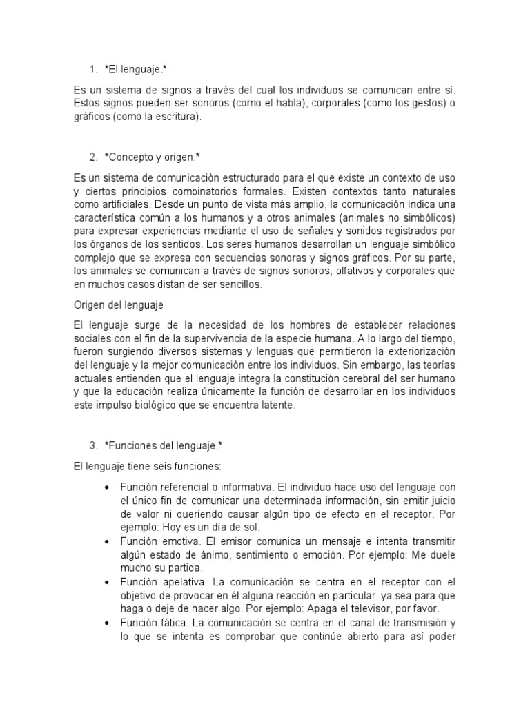Funciones y Tipos de Lenguaje y Comunicación | PDF | Comunicación | La ...