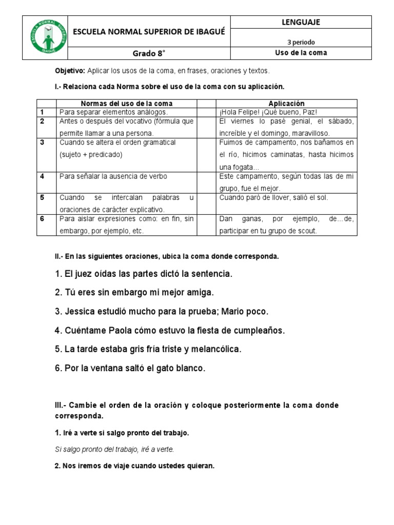 Uso de la Coma en Oraciones | PDF | Lingüística | Gramática