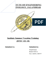 Dav Institute of Engineering and Technology, Jalandhar: Institute Summer Vacation Training (BTEC-321-18)