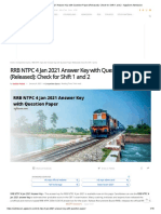 RRB NTPC 4 Jan 2021 Answer Key With Question Paper (Released) : Check For Shift 1 and 2