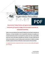 Lineamientos para Trabajo de Ing de PLanta (216) y Evaluacion de Proyectos