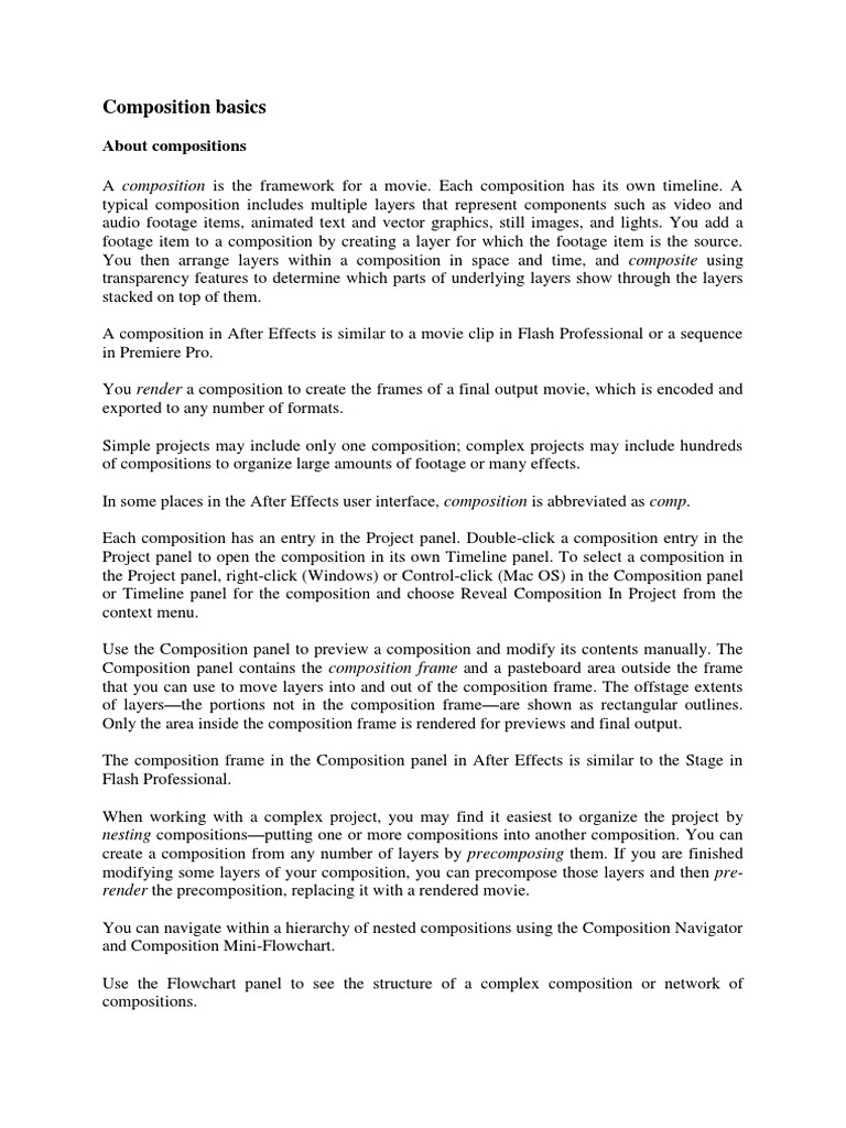 Essential Guide To After Effects Compositions Pdf Display