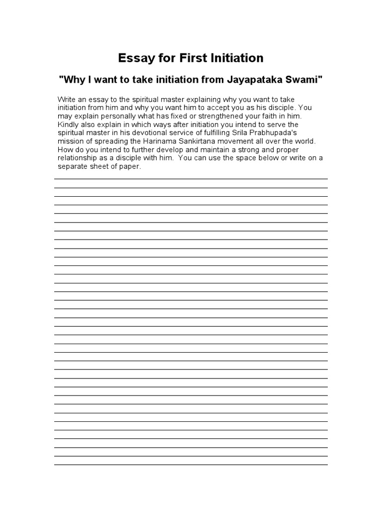 Initiation Essay for Jayapataka Swami | PDF