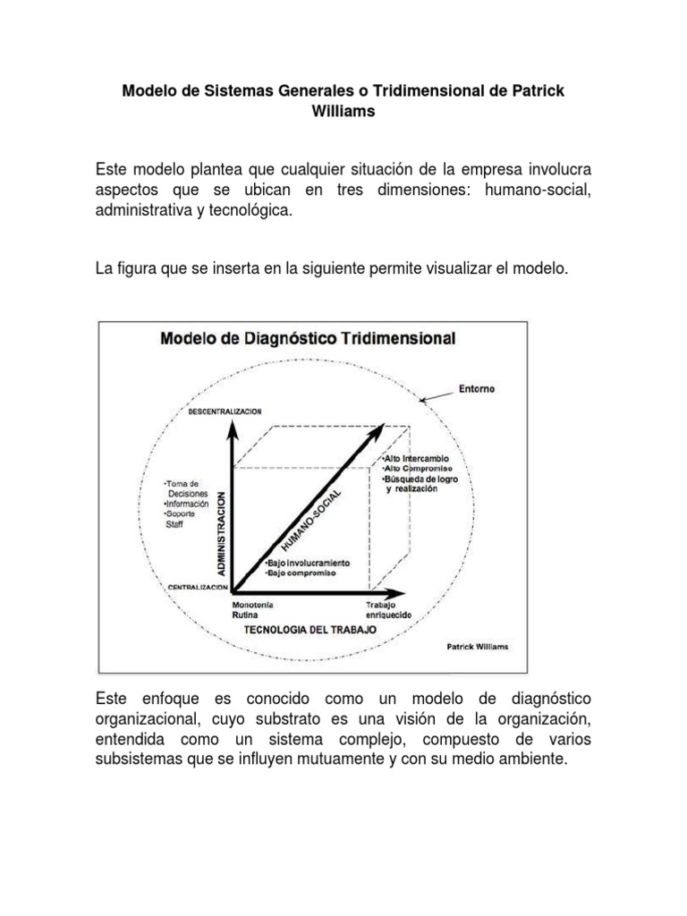 Semana 4 Modelo de Sistemas Generales o Tridimensional de Patrick Williams  | PDF | Empresas | Evaluación
