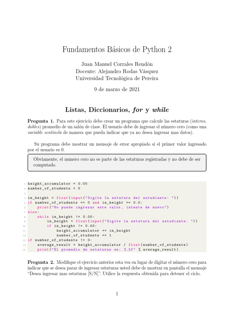 Taller Fundamentos Python 2 | PDF | Músicos británicos de rock ...