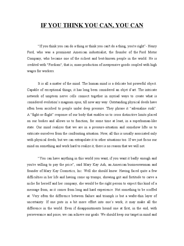 If You Think You Can You Can PDF Poetry