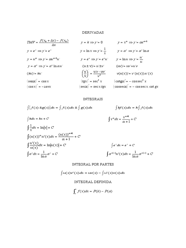 Derivadas E Integrais Pdf