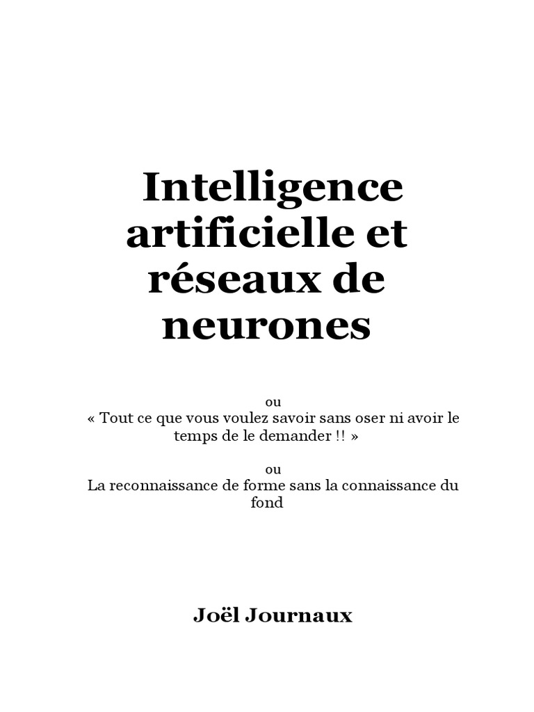 Intelligence Artificielle Et Réseaux de Neurones | PDF | Intelligence ...