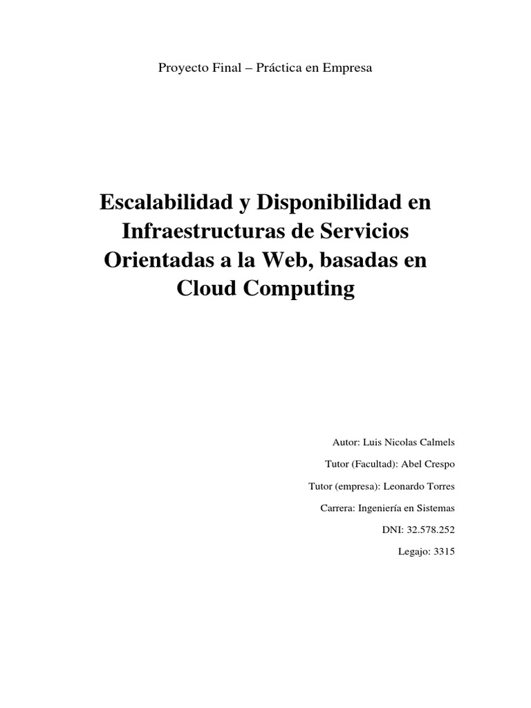 Escalabilidad y Disponibilidad Cloud | PDF | Computación en la nube ...