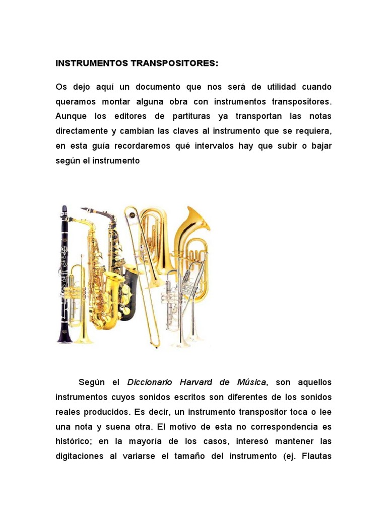 Instrumentos Transpositores PDF Producción musical Composiciones