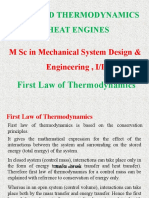 Advanced Thermodynamics & Heat Engines: M SC in Mechanical System Design & Engineering, I/I