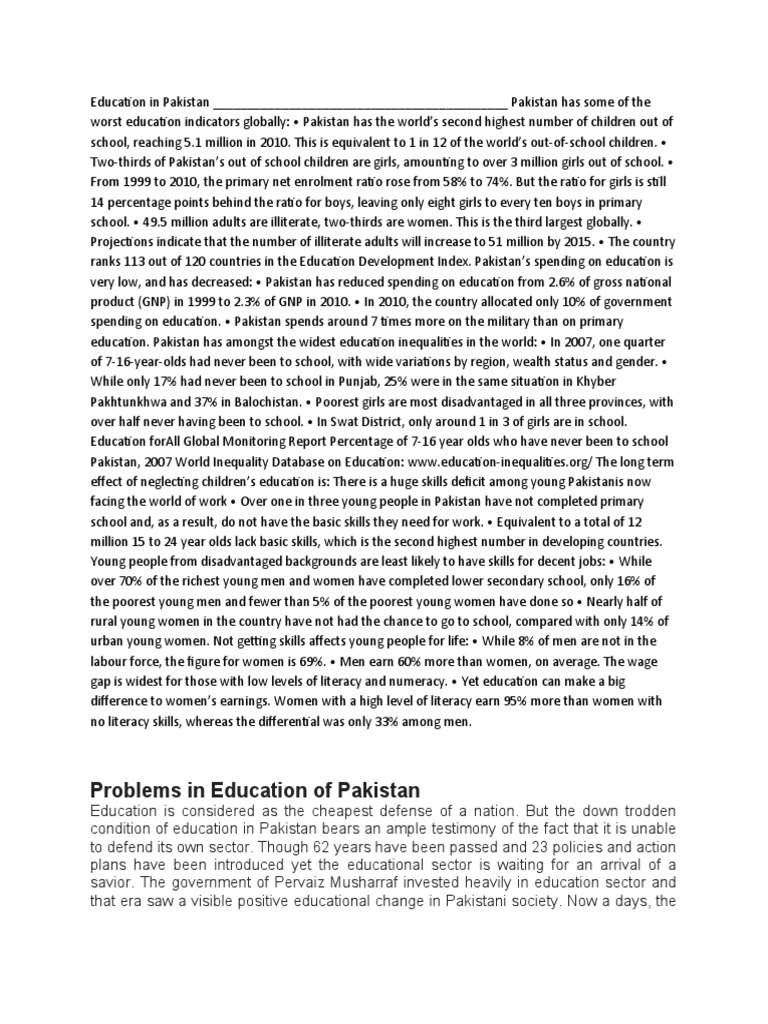 Education Crisis and Solutions in Pakistan | PDF | Pakistan | Literacy