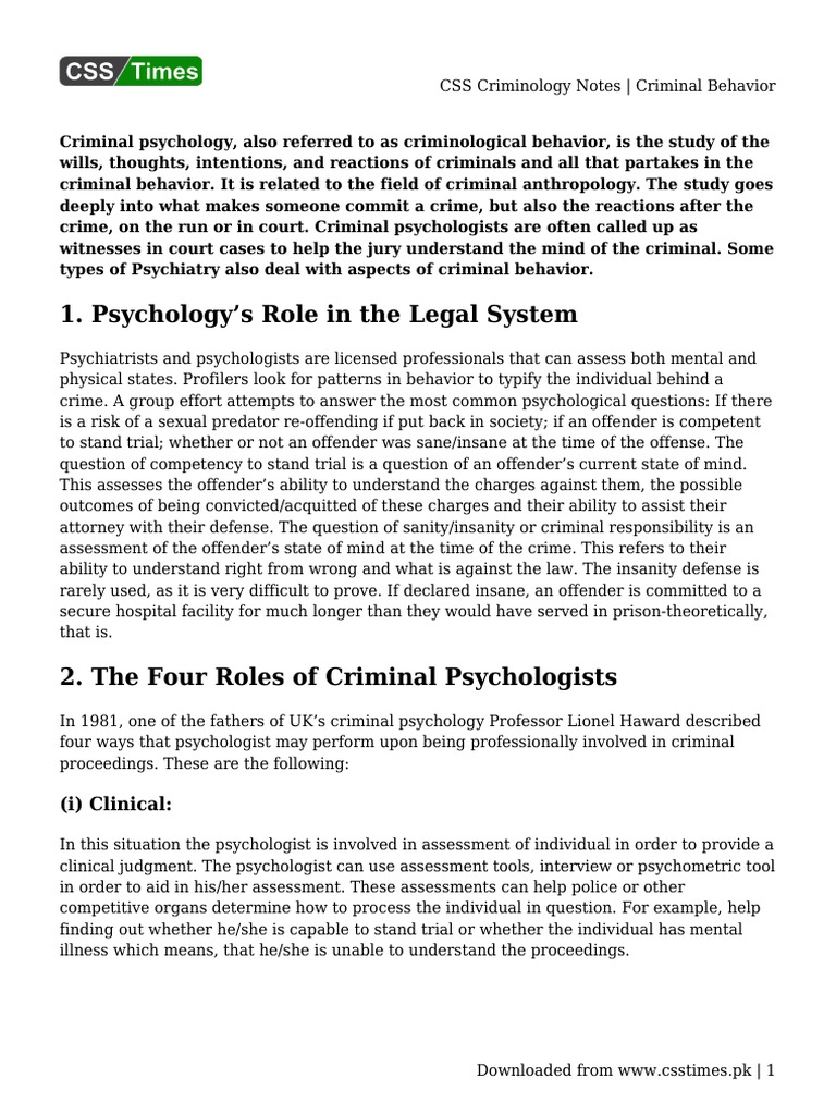 CSS Criminology: Understanding Criminal Behavior | PDF | Law ...