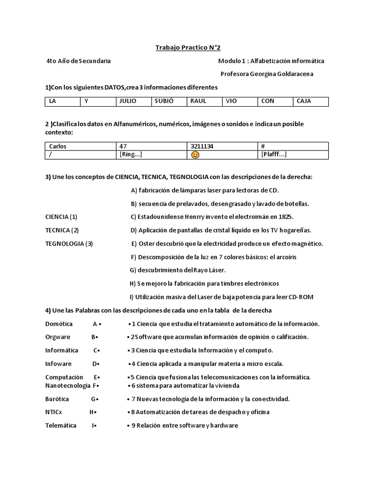 Actividades de NTICx para 4to Año | PDF | Láser | Hardware de la ...