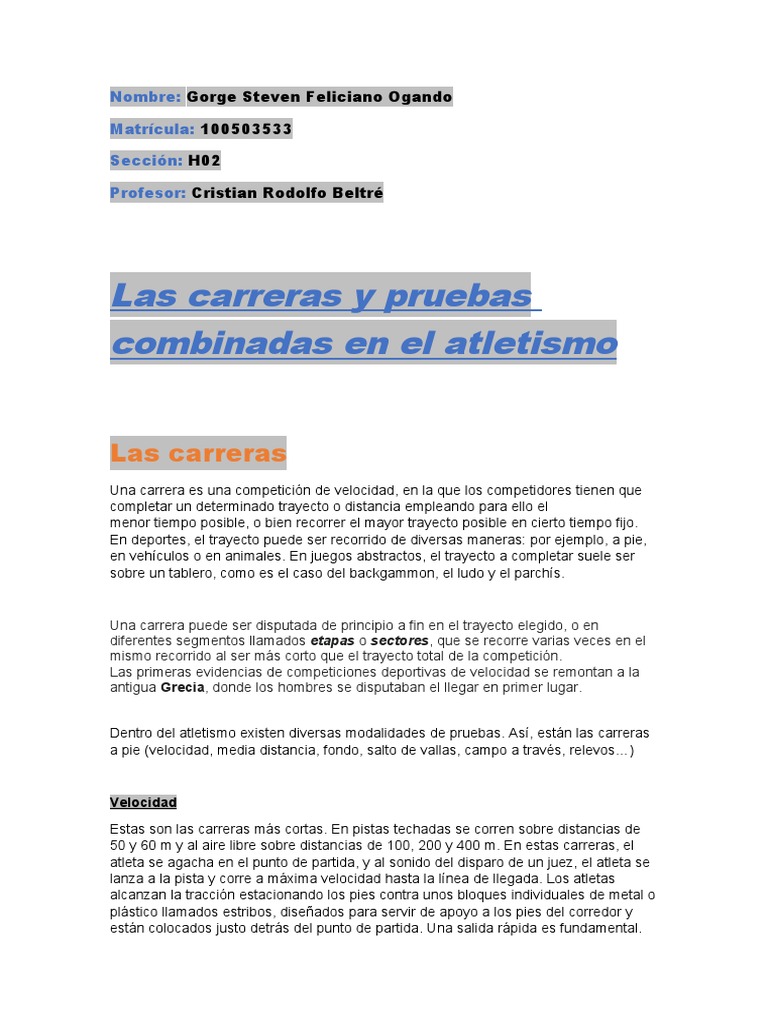 Pruebas Combinadas en Atletismo | PDF | Deporte del atletismo ...