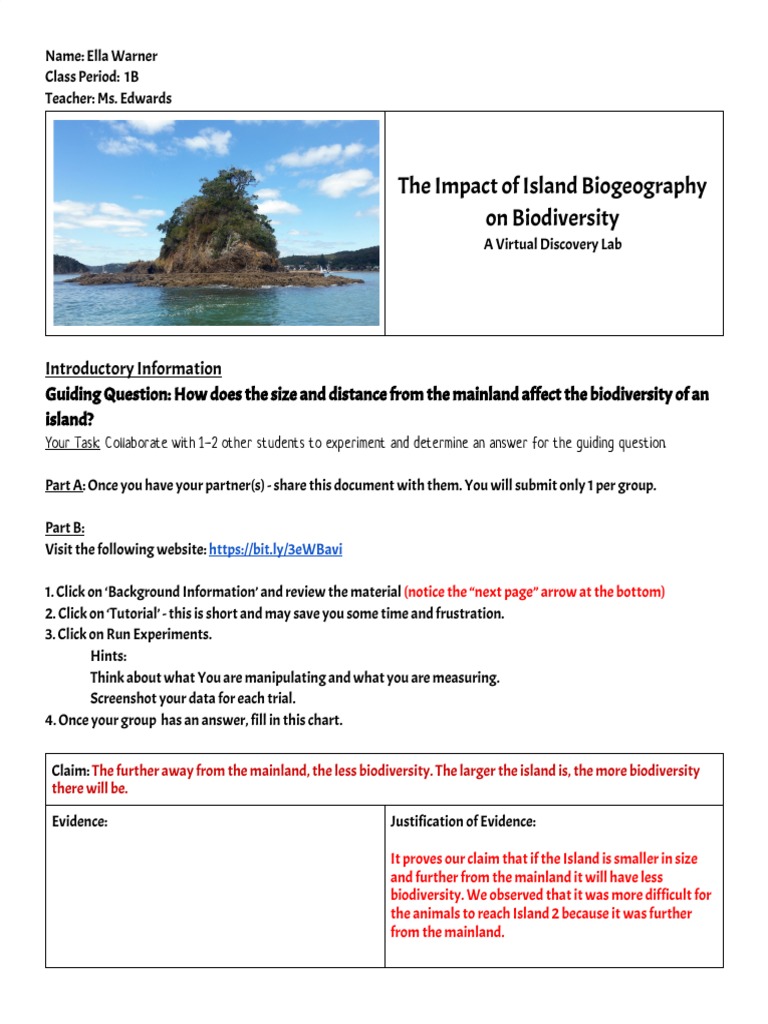 Island Biogeography and Impact On Biodiversity PDF Biodiversity
