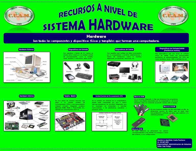 Infografia Sistema Hardware | PDF | Periférico | Hardware de la computadora