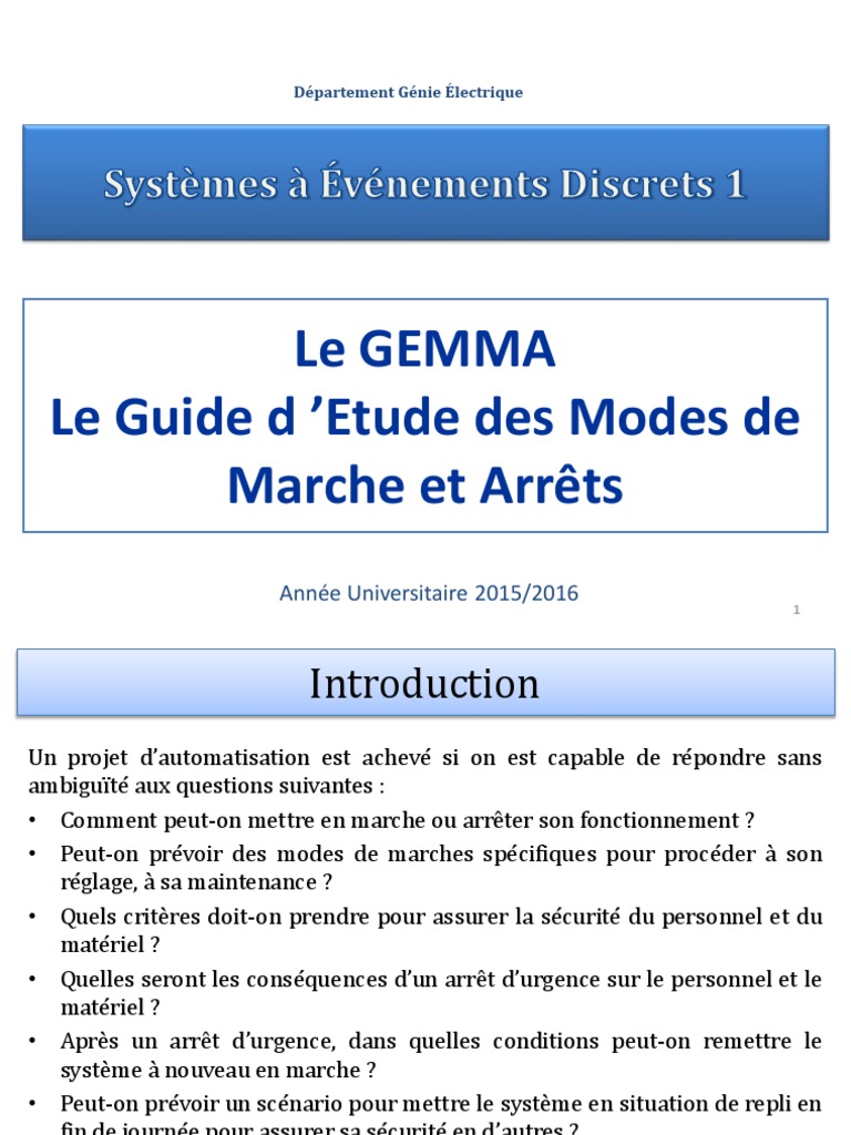 Guide d'étude GEMMA en automatisme | PDF | Automatisation | Échecs