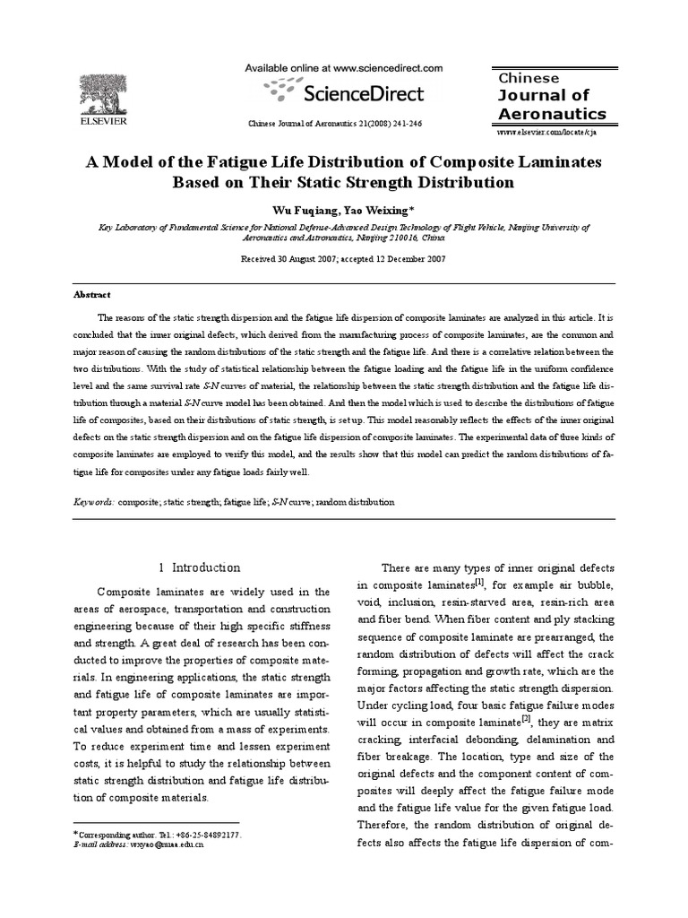 A Model of The Fatigue Life Distribution | PDF | Fatigue (Material ...