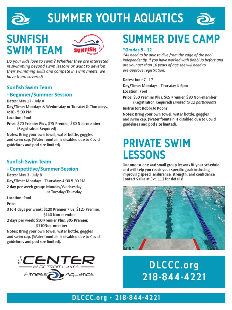 Detroit Lakes Swim Lessons Spring Summer PDF Swimming Underwater