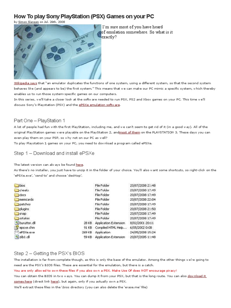 Play PSX Games on PC with ePSXe | PDF | Leisure | Play Station