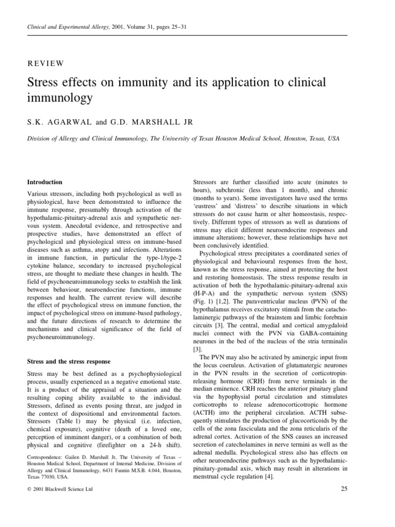 Stress Effects On Immunity | PDF | Stress (Biology ...