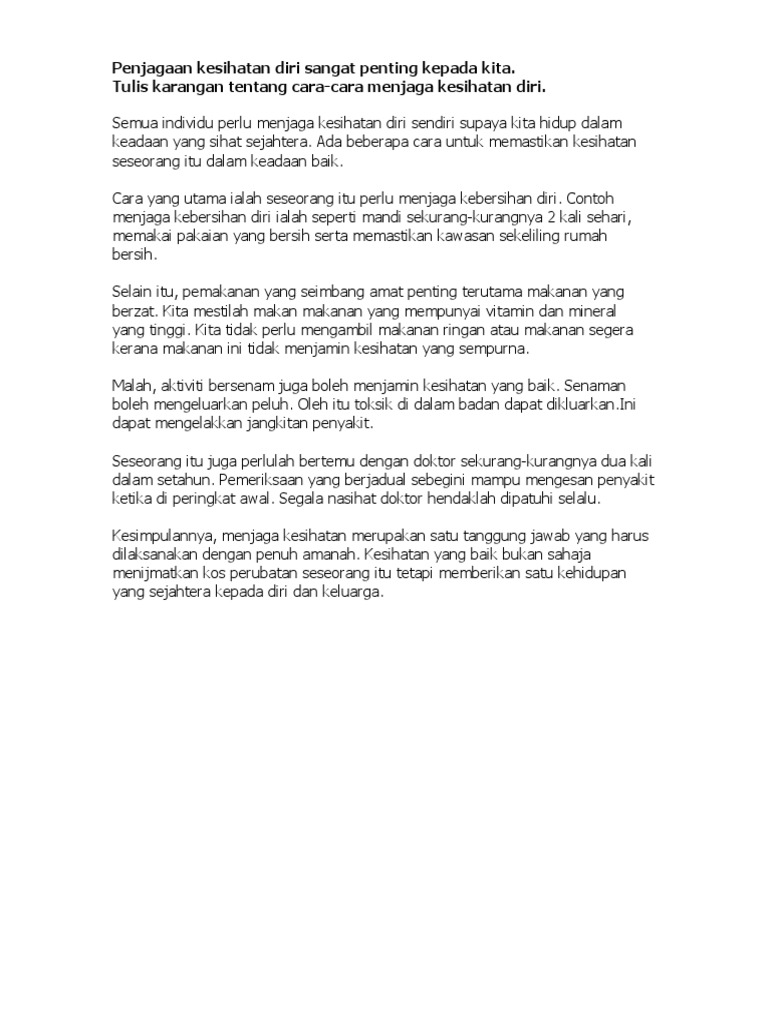 Karangan Penjagaan Kesihatan Pdf