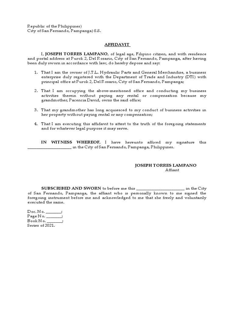 Affidavit of No Rental | PDF