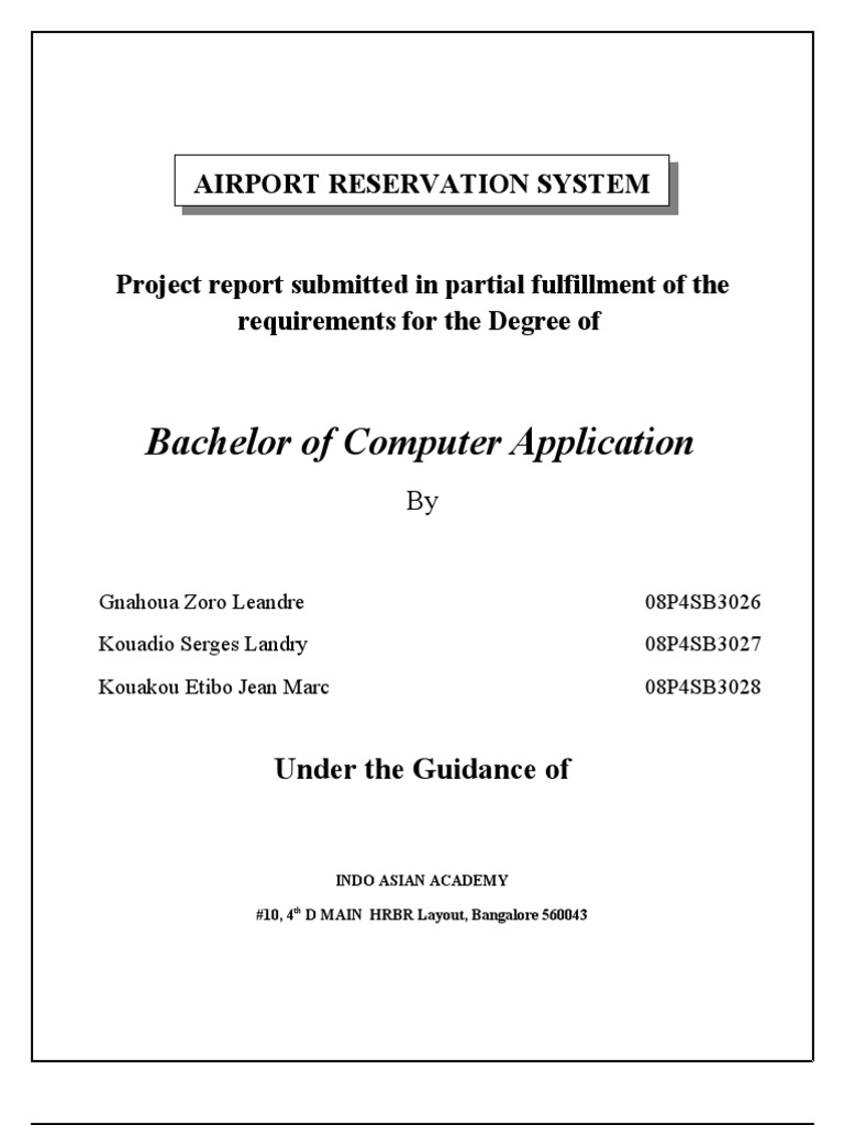 Bachelor of Computer Application: Airport Reservation System | PDF ...