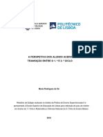 A perspetiva dos alunos sobre a transição entre o 1.o e 2.o ciclo