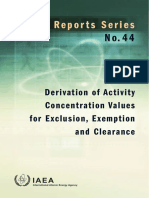 Derivation of Activity Concentration Values For Exclusion, Exemption and Clearance