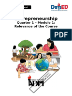 Entrepreneurship: Quarter 1 - Module 1: Relevance of The Course