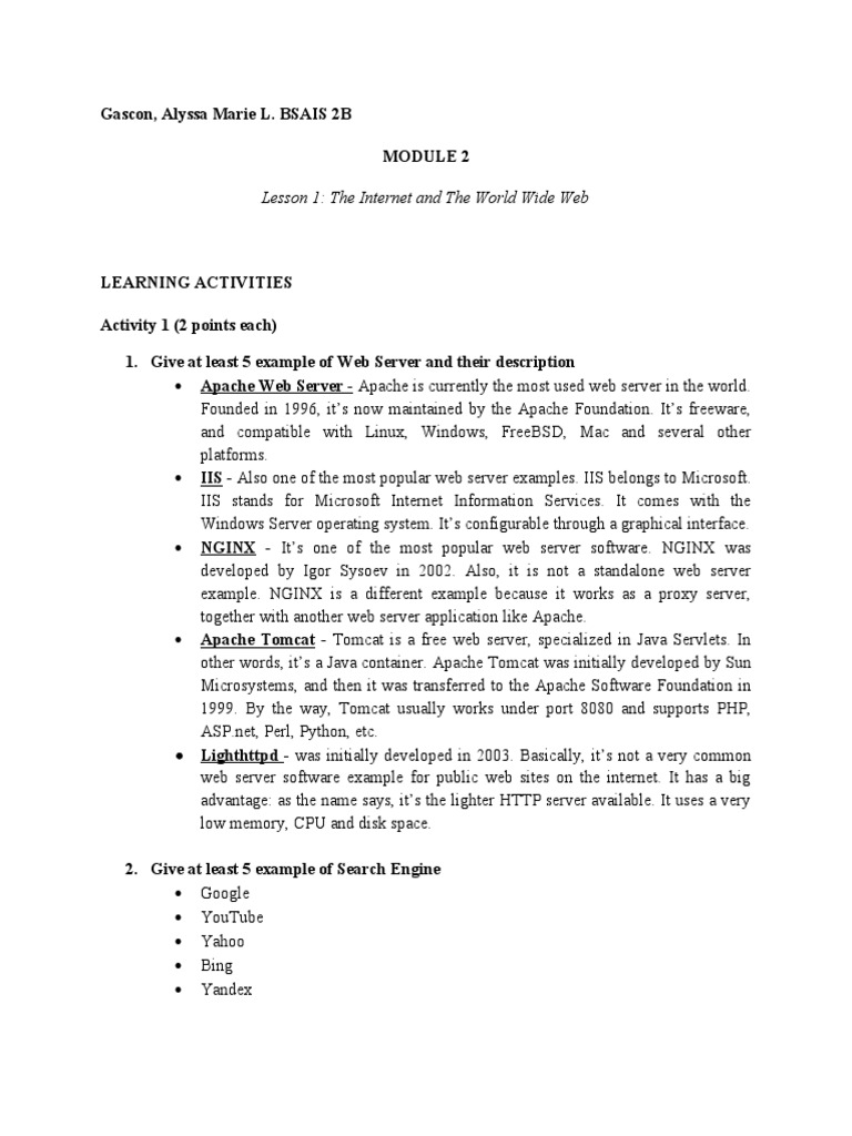 Gascon, Alyssa Marie L. BSAIS 2B - MODULE 2 | PDF | Apache Http Server ...