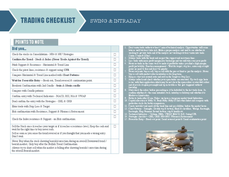 Trading Checklist | PDF | Day Trading | Market Trend