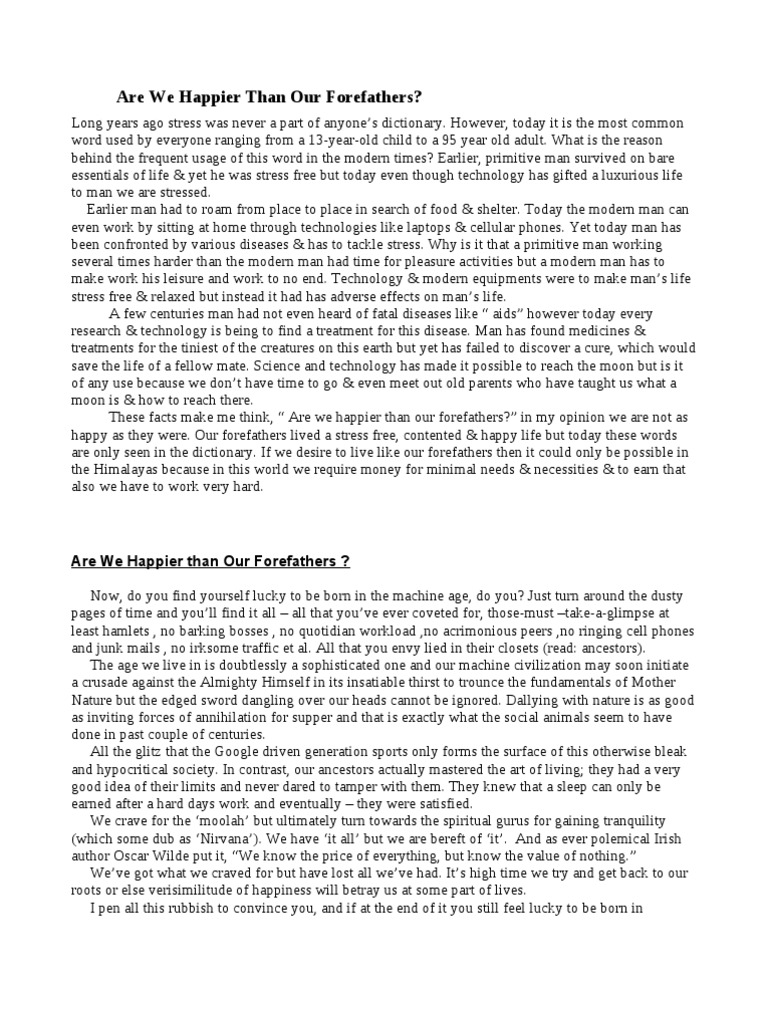 Are we happier than our forefathers group discussion picture