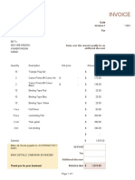 Invoice for construction supplies and equipment